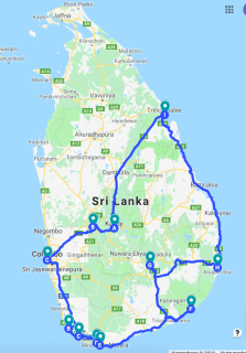Reiseroute Sir Lanka